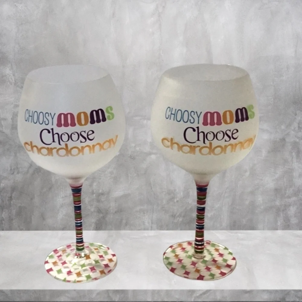 HAND PAINTED WINE GLASSES SET OF 2🌻